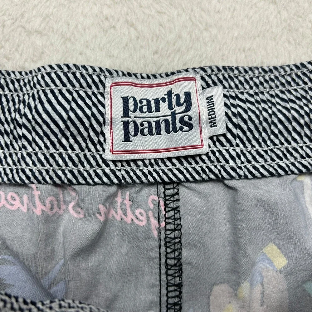 Party Pants Gettin Slothed Swim Trunks Shorts Mens M Black Palm Tree Graphic